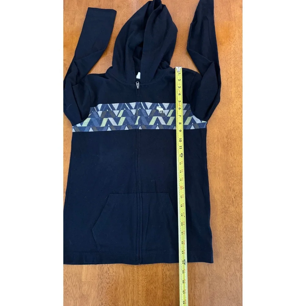 Abercrombie Kids Navy Blue Full Zip Cotton Blend Hoodie Geometric Pattern XL 16